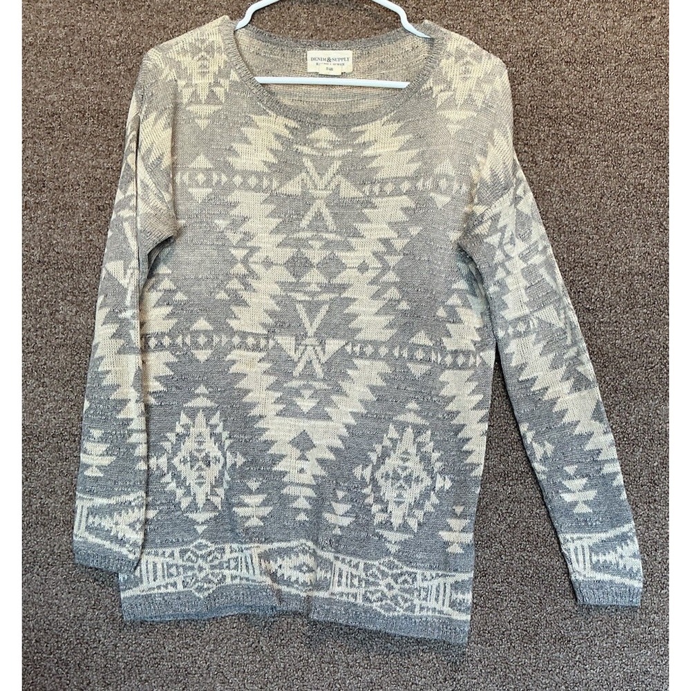 Denim & Supply Ralph Lauren Women Aztec Inspired Sweater XS Tan Brown READ